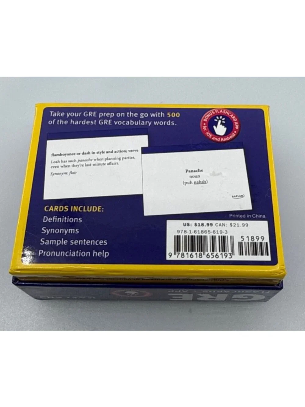 Kaplan GRE Flashcards + App 4th Edition 500 Vocabulary Words Study Prep Box Set